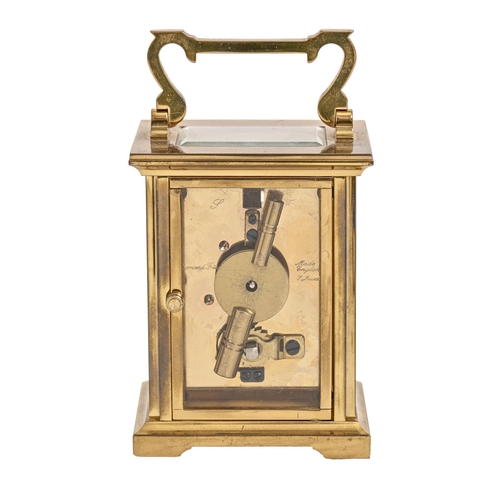 648 - A brass carriage timepiece, by Mappin & Webb, with platform lever escapement movement, 10.5cm h ... 