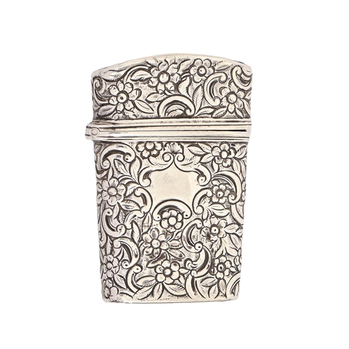 663 - A William IV silver lancet case, richly chased with flowers and foliage, 65cm h, maker's mark rubbed... 