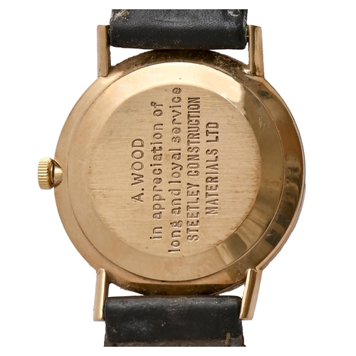 75 - An Omega 9ct gold gentleman's wristwatch, calibre 1030 movement, 34mm diam, Birmingham 1982, 23.7g... 