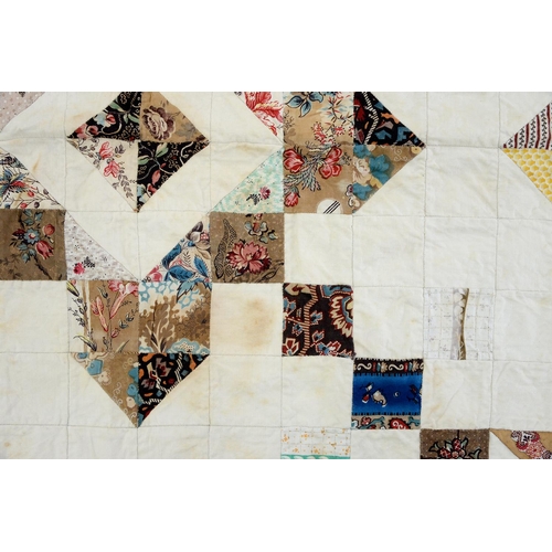 778 - Folk Art. A mid-Victorian patchwork quilt, Mary Rawlinson, 1874, outlined by a large kite enclo... 