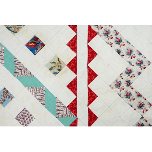 778 - Folk Art. A mid-Victorian patchwork quilt, Mary Rawlinson, 1874, outlined by a large kite enclo... 