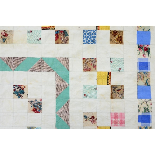 778 - Folk Art. A mid-Victorian patchwork quilt, Mary Rawlinson, 1874, outlined by a large kite enclo... 