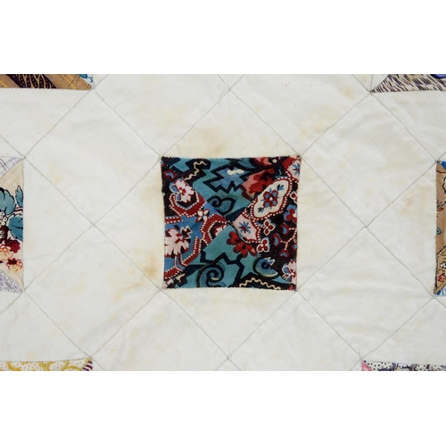 778 - Folk Art. A mid-Victorian patchwork quilt, Mary Rawlinson, 1874, outlined by a large kite enclo... 