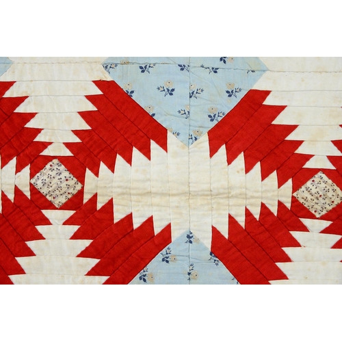 779 - Folk Art. A patchwork pineapple design quilt, late 19th c, worked with various polychrome texti... 