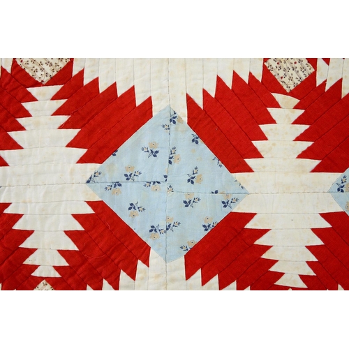 779 - Folk Art. A patchwork pineapple design quilt, late 19th c, worked with various polychrome texti... 