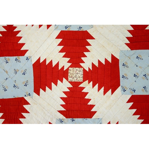 779 - Folk Art. A patchwork pineapple design quilt, late 19th c, worked with various polychrome texti... 