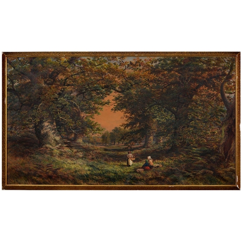 804 - Alfred Wilson Cox (1820-1888) - Figures Seated within a Woodland Coppice, signed and dated 1870, wat... 