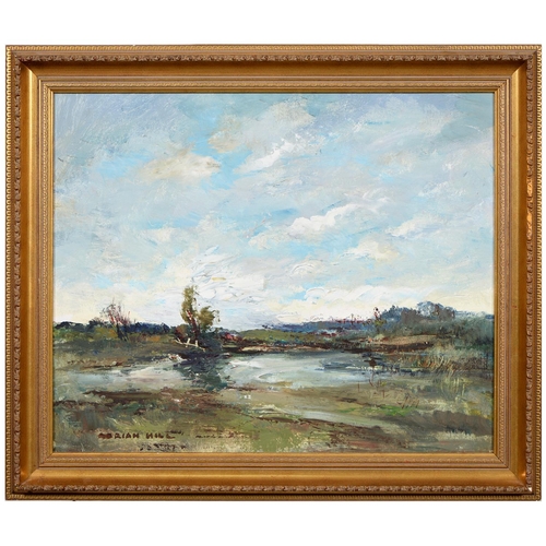 808 - Adrian Hill PROI, RBA (1895-1977) - Sussex Landscape, signed, titled label to verso, oil on board, 4... 