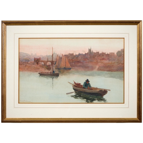 811 - Ernest Parkman (1856-1921) - A Harbour Sunset, signed, watercolour, 36 x 58.5cm