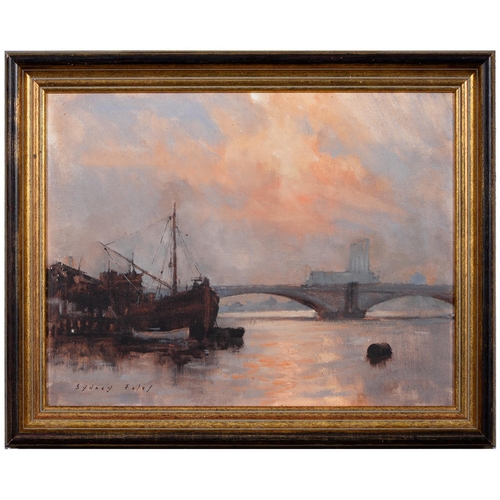 816 - Sydney Foley (1916-2001) - The River Thames at Sunset, London, with Chelsea Bridge and Battersea Pow... 