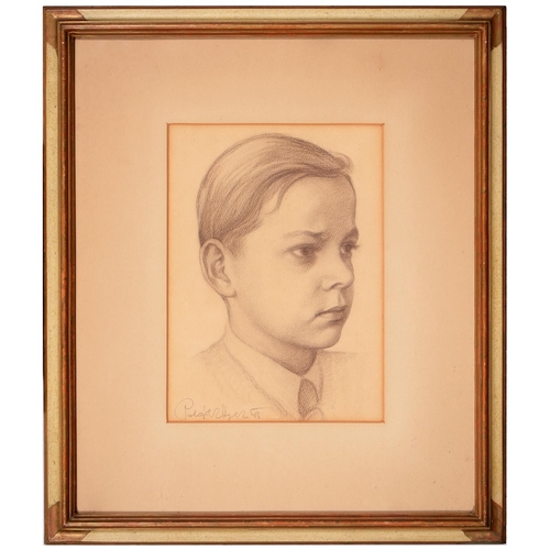 817 - *** Hyer, mid-20th c - Portrait of a Young Boy, head-and-shoulders length, indistinctly signed and d... 