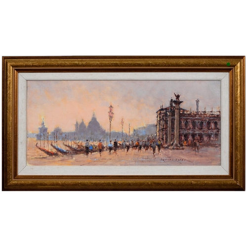 822 - Sydney Foley (1916-2001) - Venice at Sunset, signed, oil on board, 20.5 x 46.5cm