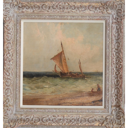 837 - English Marine School, mid-19th c - A Schooner of the Coast, indistinctly monogrammed in the lower-l... 