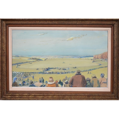 850 - Allinson, 20th c - Horse Racing, A Point-to-Point Steeple Chase, signed and dated 1962, watercolour ... 