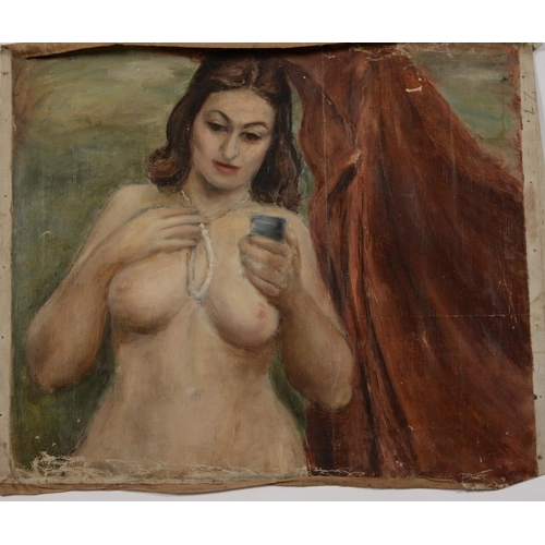 862 - English School, mid-20th c - Study of a Nude, full-length, oil canvas, 67 x 42cm, a further thirteen... 