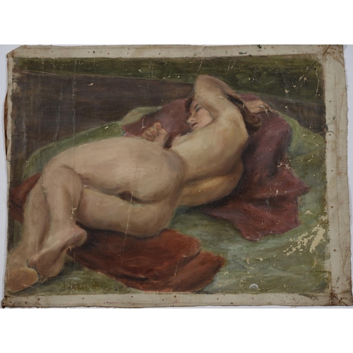 862 - English School, mid-20th c - Study of a Nude, full-length, oil canvas, 67 x 42cm, a further thirteen... 