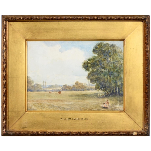 873 - Attributed to William Evans of Eton (1798-1877) – Landscape with Anglers, watercolour, 14.5 x 20cm a... 