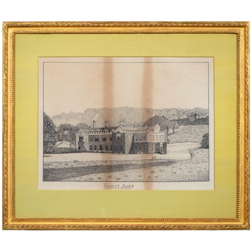 905 - English school, late 19th c - Flaxley Abbey, signed, pencil, 42 x 56cm, and an early 20th c sepia ph... 