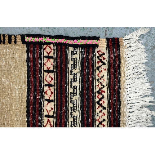 938 - Vintage Turkish flatweave and antique Afghan pictorial rug, 170 x 90cm and 104 x 75cm... 