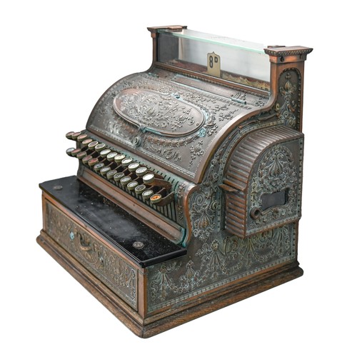 724 - An early 20th c copper and brass cash register, The National Cash Register Company Dayton Ohio USA, ... 