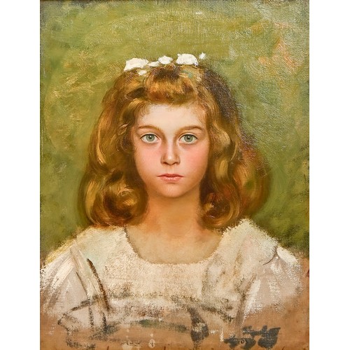 745 - Edoardo Gioja (1862-1937) - The Artist's Daughter, oil on canvas, 36.5 x 28cm  Provenance: Roy Miles... 