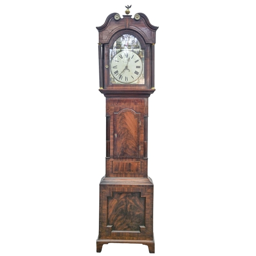 983 - An inlaid and mahogany thirty hour longcase clock, with painted dial, ivory escutcheon, weight and p... 