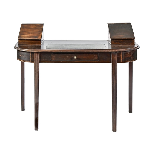 1029 - An Edwardian stained mahogany writing table, 88cm h; 46 x 111cm