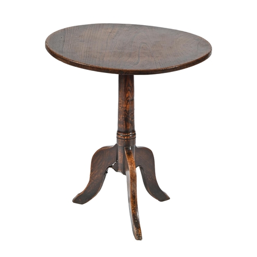 1035 - A George III elm tripod table, 61cm h; 55cm diam