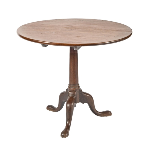 1049 - A George III mahogany tripod table, 68cm h; 80cm diam