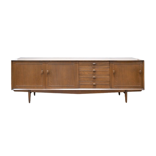 1070 - A stained teak sideboard, Scandart Ltd High Wycombe, 1960s, 72cm h; 45 x 221cm, maker's label... 