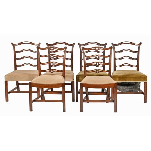 1075 - Three pairs of George III and later mahogany dining chairs and a set of four similar chairs, with ca... 