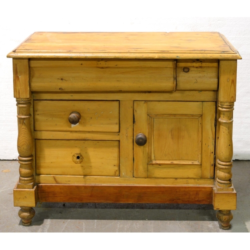 1109 - A Victorian waxed pine chiffonier, 99cm l