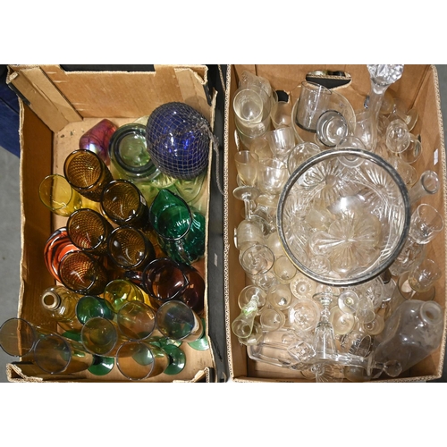 1134 - A quantity of cut, coloured and other decorative and drinking glass ware