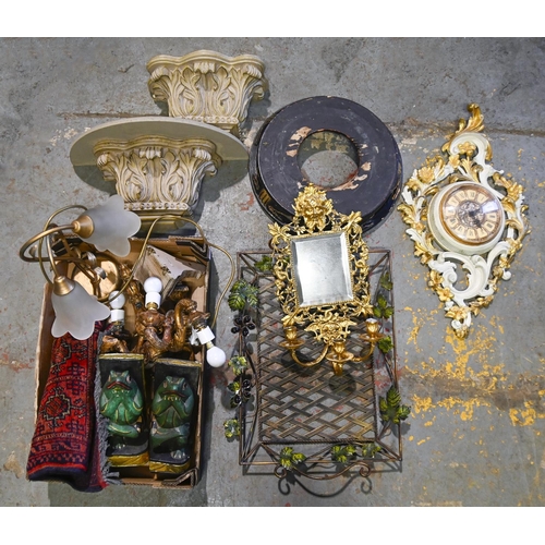 1190 - Miscellaneous decorative metal ware and other items, including a giltmetal girandole, 49cm h, a pair... 