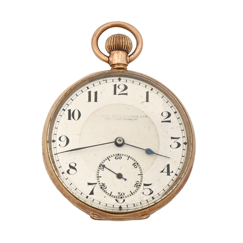 120 - A 9ct gold keyless lever watch, E S Poyser & Sons Ltd Nottingham, gold cuvette, 46mm diam, impor... 