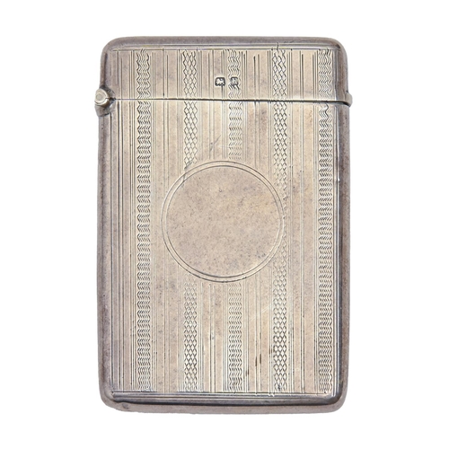 244 - An Edwardian silver card case, engine turned, 90mm, by Joseph Gloster Ltd, Birmingham 1907, 1oz 17dw... 