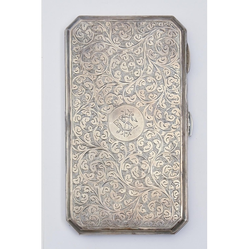 247 - A George V silver cigarette case, 14.8cm l, by Henry Matthews, Birmingham 1912, 6ozs 8dwts... 