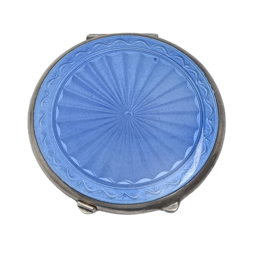 248 - A George VI silver and blue guilloche enamel compact, 68mm diam, by Joseph Gloster Ltd, Birmingham 1... 