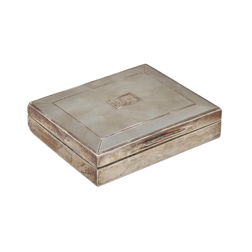 258 - An Elizabeth II silver cigarette box, cedar lined, 11.3cm l, marks rubbed, Birmingham 1962... 