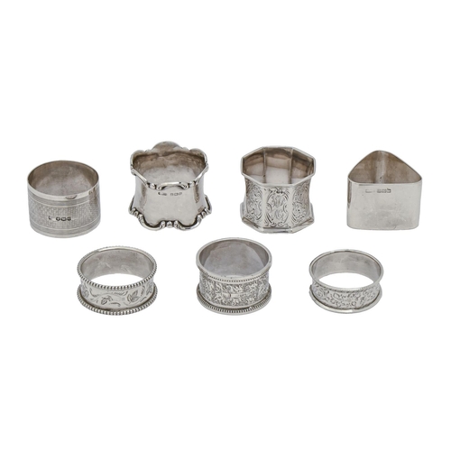 274 - Seven silver napkin rings, Victorian and later, 6ozs