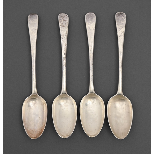 288 - A set of four George III silver tablespoons, Old English pattern, by Richard Crossley, London 1794, ... 