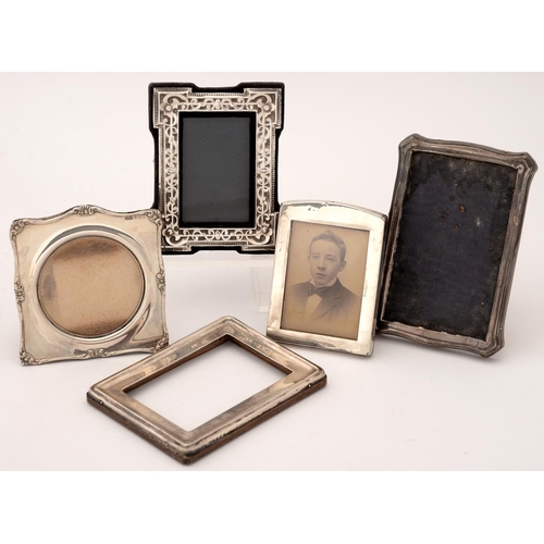 297 - Five Edward VII and later silver photograph frames, 15.5cm h and smaller, various makers and dates... 