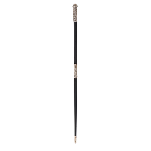 363 - A George V silver mounted ebony conductor's baton, engraved with a presentation inscription, 44cm, m... 