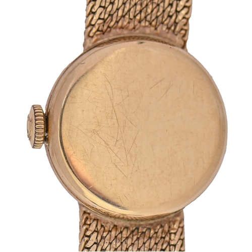 38 - A Certina 9ct gold lady's wristwatch, 17mm diam, London 1966, on 9ct gold mesh bracelet, 17.2g... 