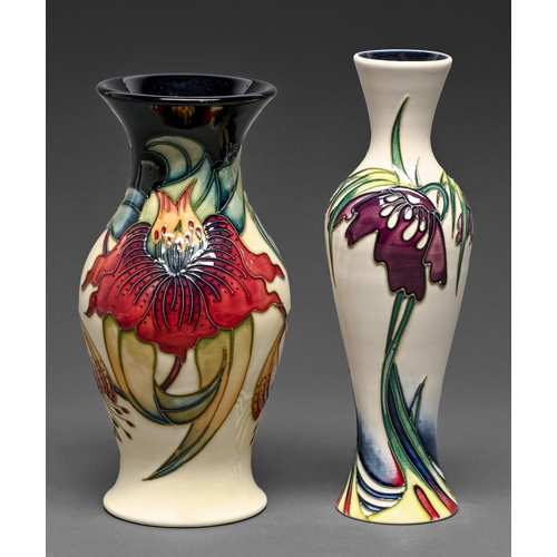 399 - Two Moorcroft Anna Lily and Persephone vases, 1998 and 2007, 19 and 21cm h, printed and painted mark... 