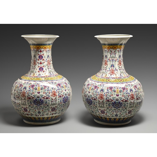 447 - A pair of South East Asian Chinese style vases, recent manufacture, 54cm h