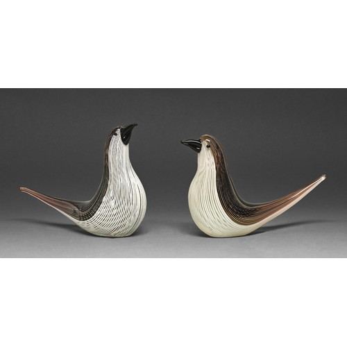 452 - Two glass models of a bird, 15 and 16.5cm h