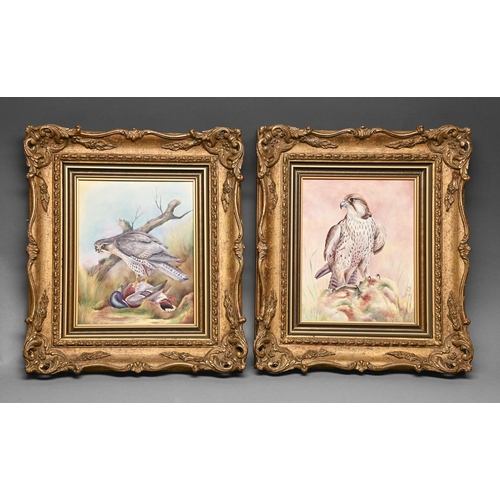 461 - A pair of Caverswall plaques, 1977 and 1978, painted by Michael Bates, both signed and dated '77 or ... 