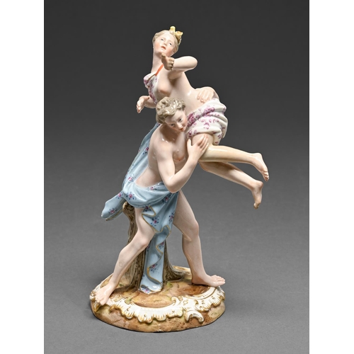 472 - A Meissen group of the rape of a Sabine woman, late 19th c, based on a model by J J Kaendler, 17.5cm... 