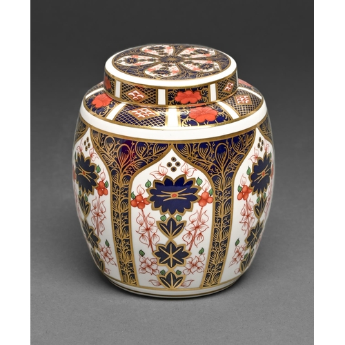 474 - A Royal Crown Derby Old Derby Witches pattern ginger jar and cover, late 20th c, 11cm h, printed mar... 